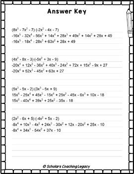 Multiplying the Polynomials (3 terms by 3 terms) Worksheet Math Problems