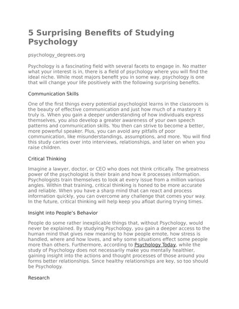 5 Surprising Benefits of Studying Psychology - 5 Surprising Benefits of