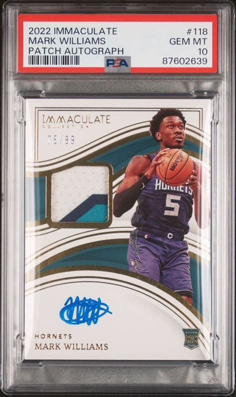 Mark Williams 2022 Immaculate 118 Rookie Patch Auto 99 PSA 10 Price