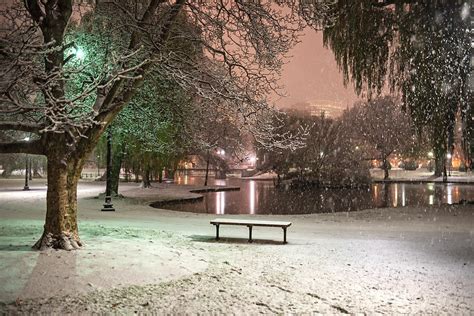 Boston Snowfall in the Boston Public Garden Boston MA Pond Photograph ...