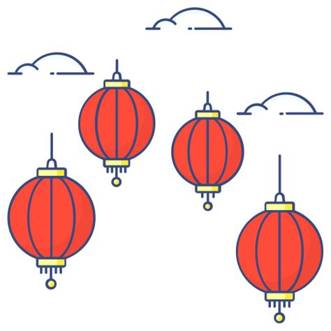 Chinese Lantern Generic Thin Outline Color Icon