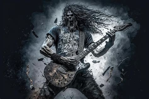 Premium AI Image | Heavy metal guitarist shredding on their guitar and creating jawdropping solos