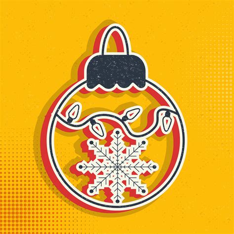 Snowflake, Christmas, ball pop art, retro. Vector illustration of pop ...