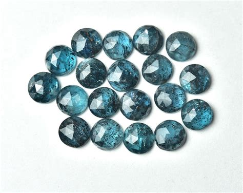 8 MM Moss Kyanite Rosecut Round Shape 2 Pieces Pack Teal Blue