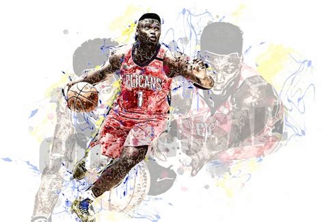 Zion Williamson Watercolor Art Print Poster New Orleans Etsy Uk