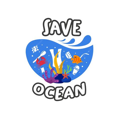 Premium Vector Save The Ocean Flat Illustration Vector Concept