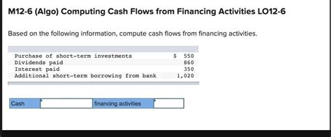 Solved M12 6 Algo Computing Cash Flows From Financing