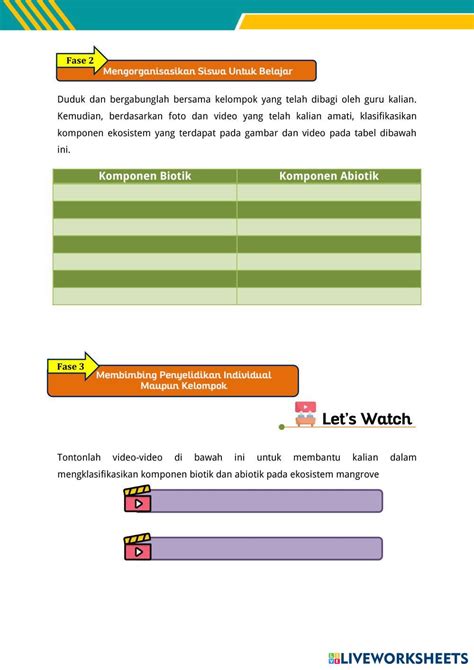 Lkpd Komponen Ekosistem Live Worksheets