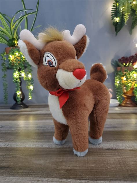 Rudolph Plush Toy, Rudolph the Red-nose Reindeer W/red Bow Tie Stuffed ...