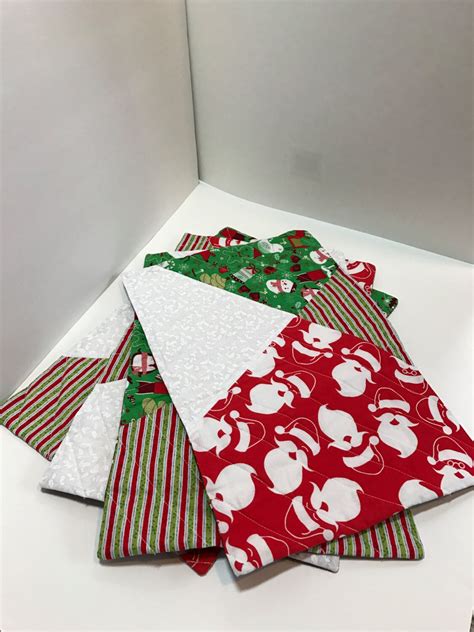 Quilted Placemats Christmas Placemats Santa Placemats Etsy