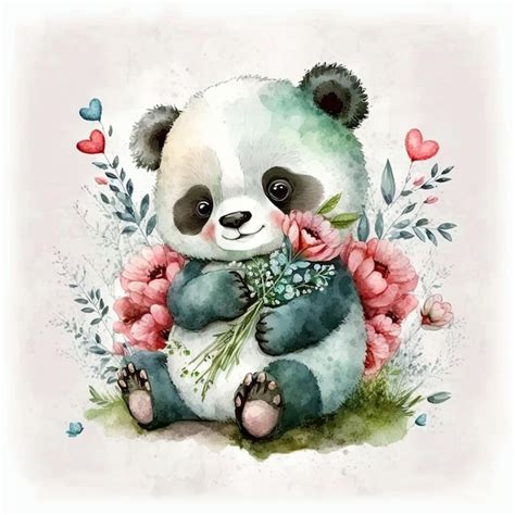 Ilustração fofa de panda em aquarela ai generativa Foto Premium