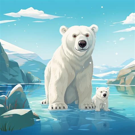 3D Renderizado De Dibujos Animados De Osos Polares Foto Premium