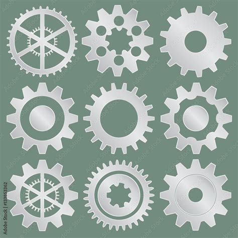 Vector Collection Of Metal Gear Wheels Stock Photo Adobe Stock