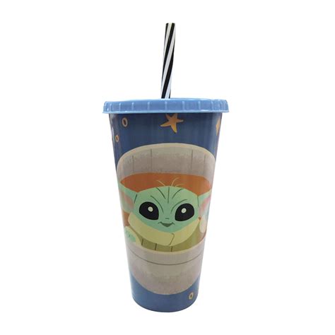 Vaso Pl Stico Con Pajita Ml Oficial Baby Yoda Cartoons