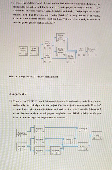 Solved 14 Calculate The Es Ef Ls And Lf Times And The