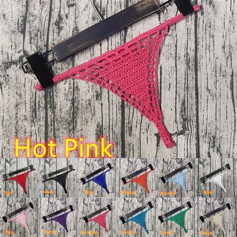 Stock Sexy Women Hand Crochet Bikini Thong G String Panties Lingerie