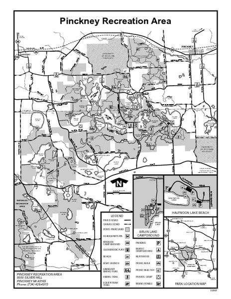 Pinckney State Park Michigan Site Map - Pinckney Recreation Area Michigan • mappery