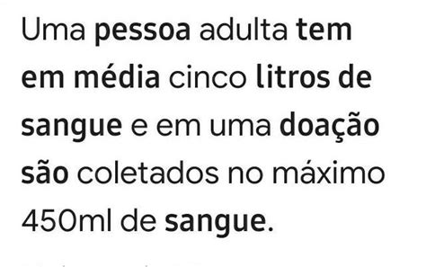 Normalmente quantos litros de sangue uma pessoa tem Em média quantos