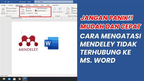 CARA MENGATASI MENDELEY TIDAK MUNCUL DI WORD YouTube