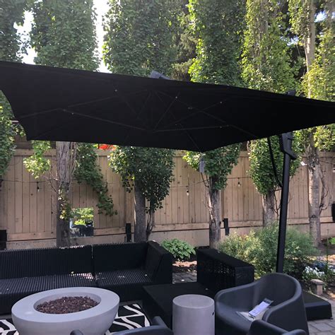 Treasure Garden 10 Ft Square Premium Cantilever Umbrella Black Frame