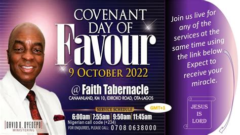 Covenant Day Of Favour Service October 9 2022 Living Faith Church Nigeria Youtube