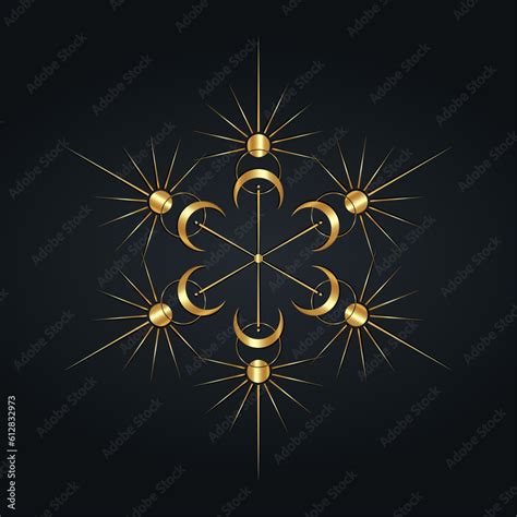 Vecteur Stock Sun And Moon Mandala Luxury Clipart Wicca Golden Logo