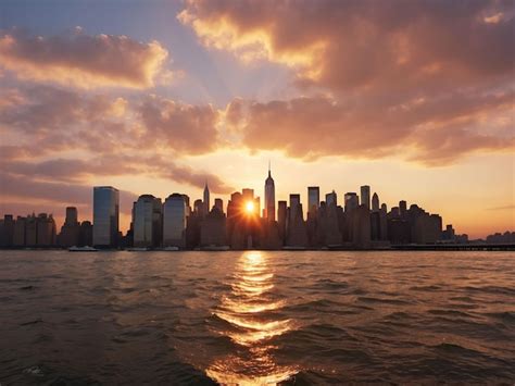 Premium AI Image | Sunset on manhattan