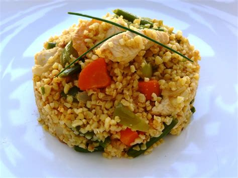 Sauté de boulgour aux légumes poulet et crevettes La tendresse en