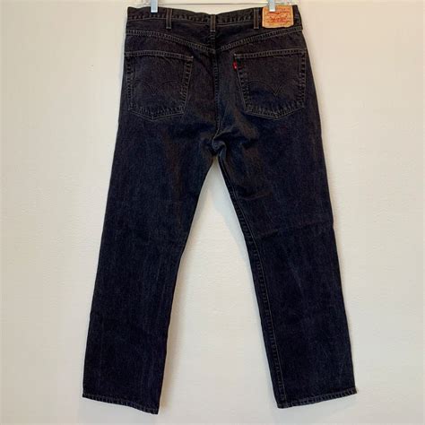 Levis Mens 501 Original Fit Black Button Fly Jeans Gem