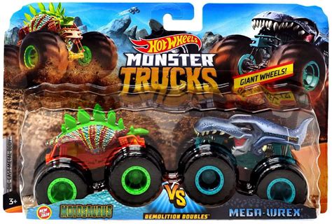 Hot Wheels Monster Trucks Demolition Doubles Motosaurus Vs Mega Wrex 164 Diecast Car 2 Pack