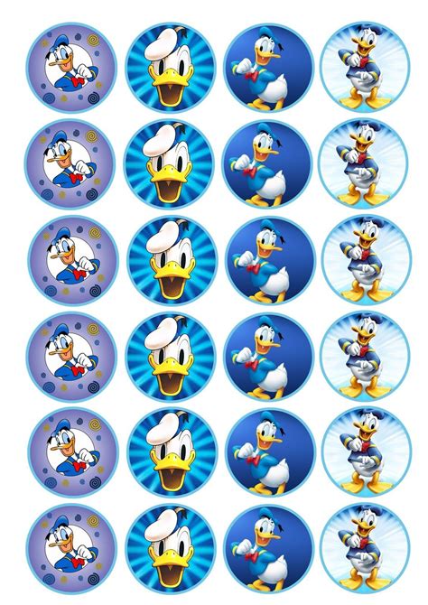 24 Disneys Donald Duck Round Fairy Cupcake Toppers Wafer Card Rice