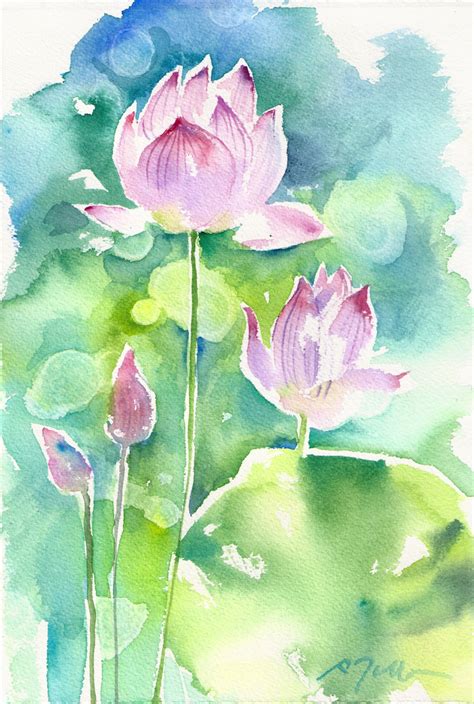 Lotus Flower Watercolor Painting at PaintingValley.com | Explore ...