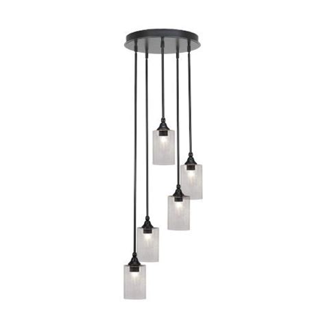 Toltec Lighting Empire Matte Black Five Light Cluster Pendant With Four