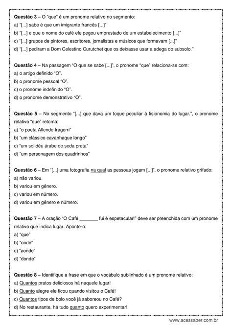 Exercicios Sobre Pronomes Relativos Tirinhas Gabarito SOLOLEARN