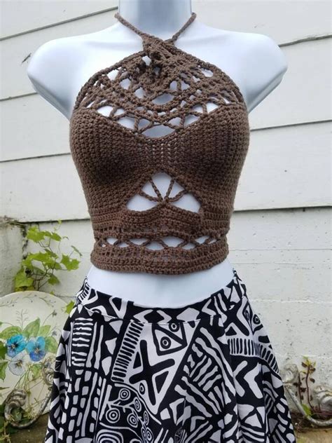 Items Similar To Crochet Crop Top Boho Hippie Crochet Top Halter Top