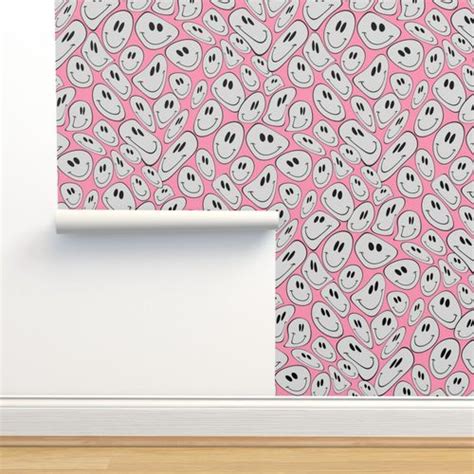 Trippy Smiley Face Fabric 90s Retro Ge Spoonflower