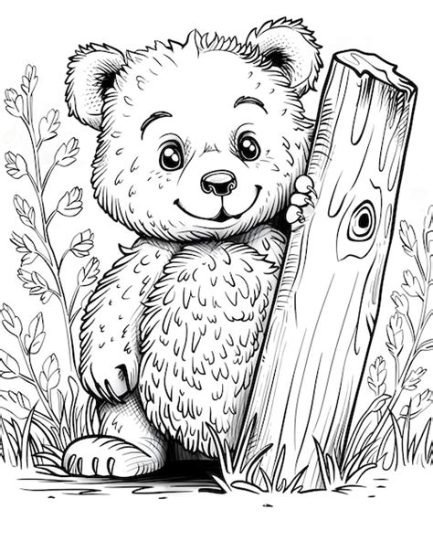 L Art En Ligne Monochrome De L Ours Illustration De La Page De