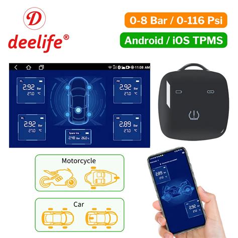 Deelife Tpms Android Ios Sistema Di Monitoraggio Della Pressione Dei Pneumatici Compatibile Con