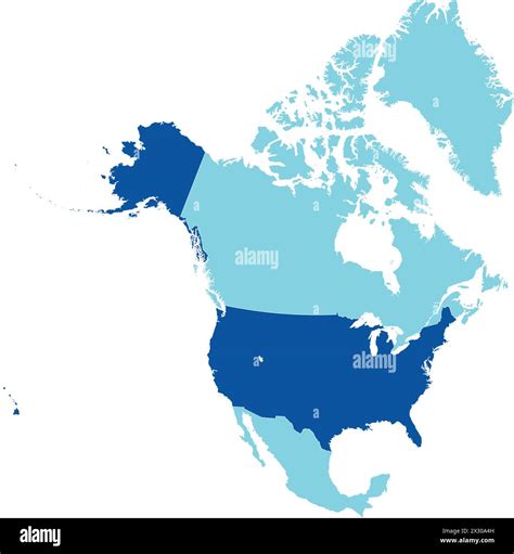 Dark Blue Map Of The United States Inside Light Blue Map Of The North