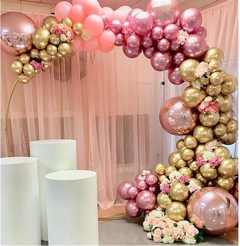 Pcs D Rosa Palloncino Cromo Oro Fai Da Te Pastello Palloncini