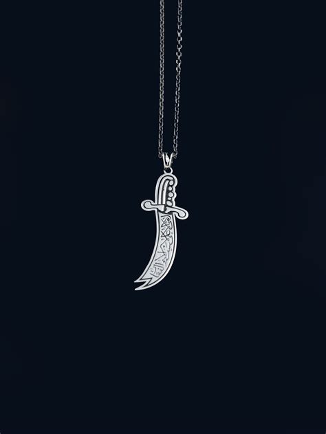 Luxury Handmade Silver Zulfikar Sword Necklace, Personalized Zulfikar ...