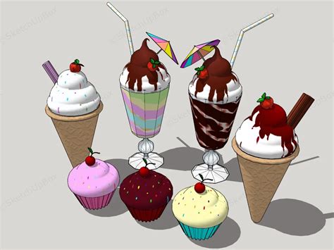 ice cream collection sketchup  model skp file  sketchupbox