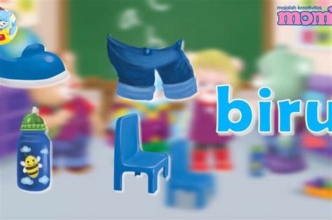 kenalkan warna biru  anak   asyik  menyenangkan