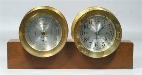 Seth Thomas Corsair Ship S Clock And Barometer Desk Set Lot 2313