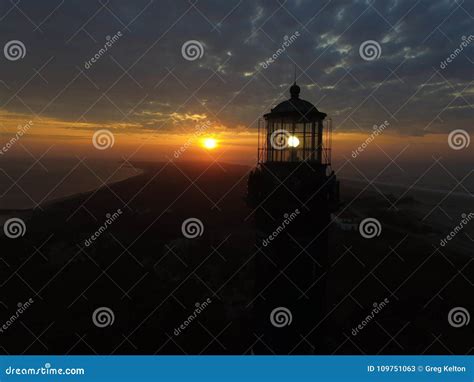 Drone Sunrise at Lighthouse 2 Stock Image - Image of clouds, shore: 109751063