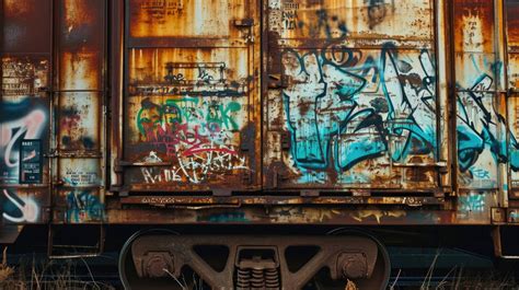 old train car with graffiti, abandoned railroad carriage, rusty train ...