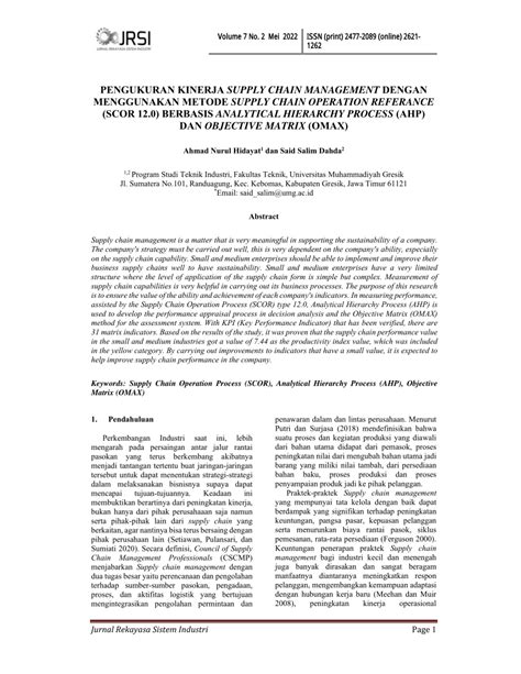 PDF PENGUKURAN KINERJA SUPPLY CHAIN MANAGEMENT DENGAN MENGGUNAKAN