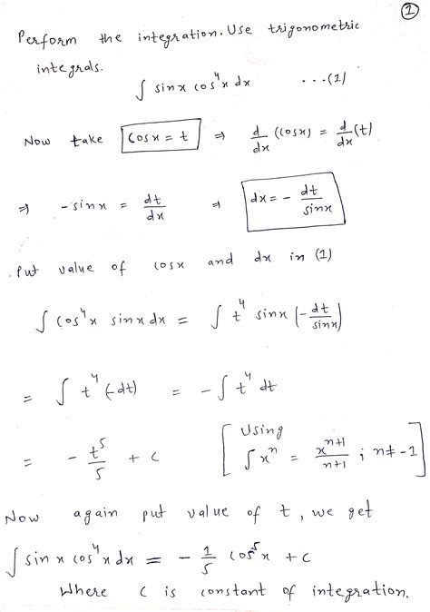 Solved Explanation Perform The Integration Use Trigonometric