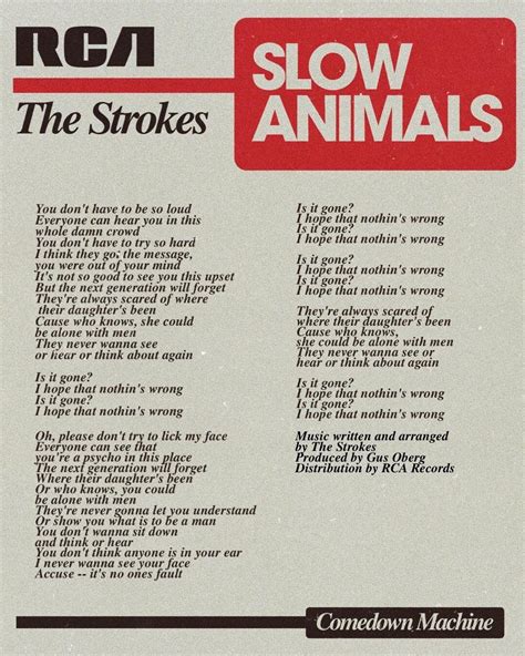 Slow Animals lyric sheet : r/TheStrokes