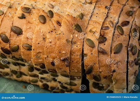 Pumpkin Seeded Sliced Bread Loaf Stock Image Image Of Sesame Baking 256853523